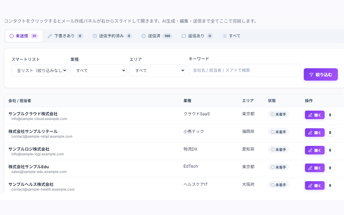 送信を人が承認する実画面